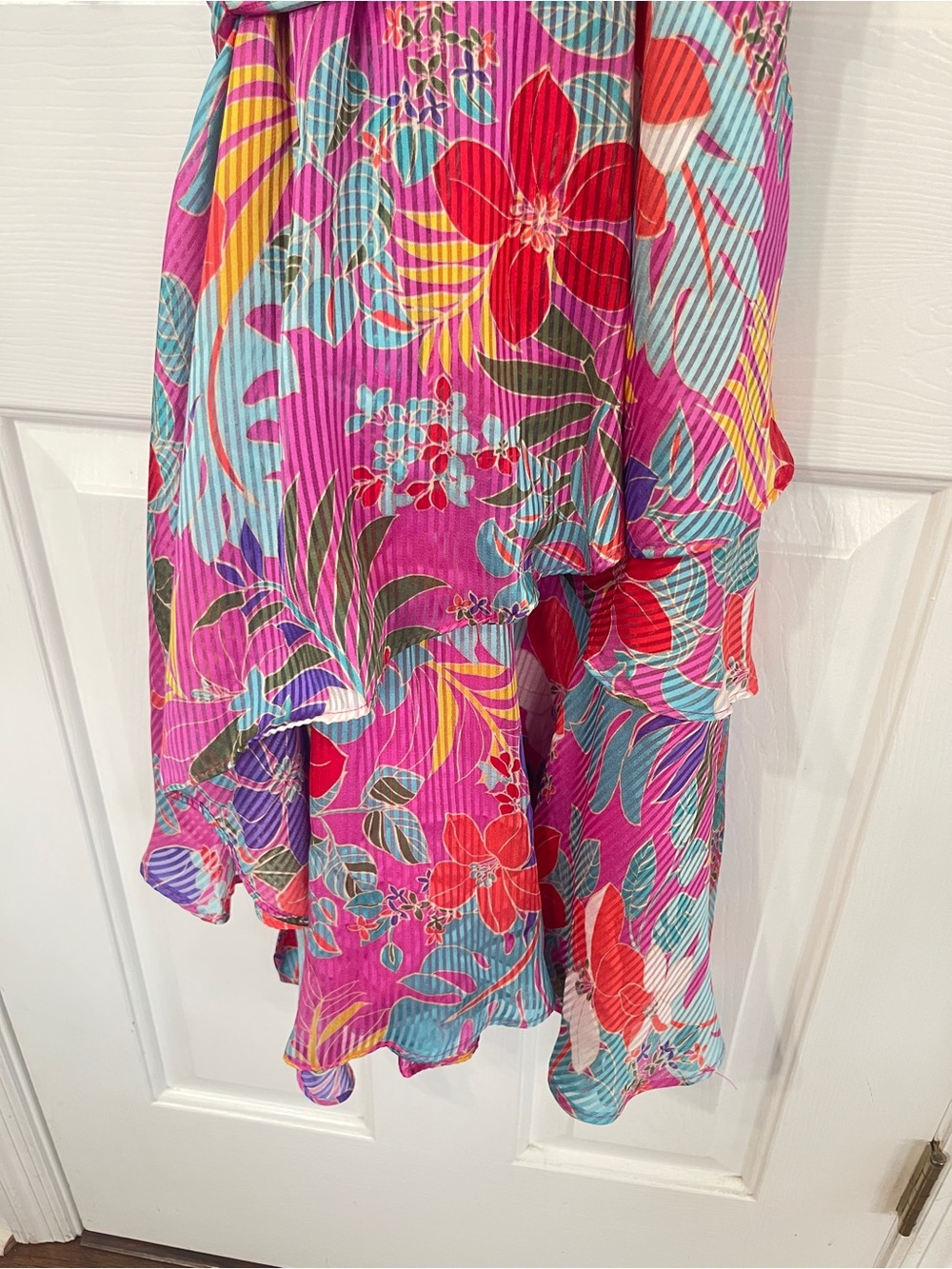 Tahari ASL Size 6 Tiered Tropical Dress Hot Pink Fuchsia Resortwear NWT - Picture 7 of 10